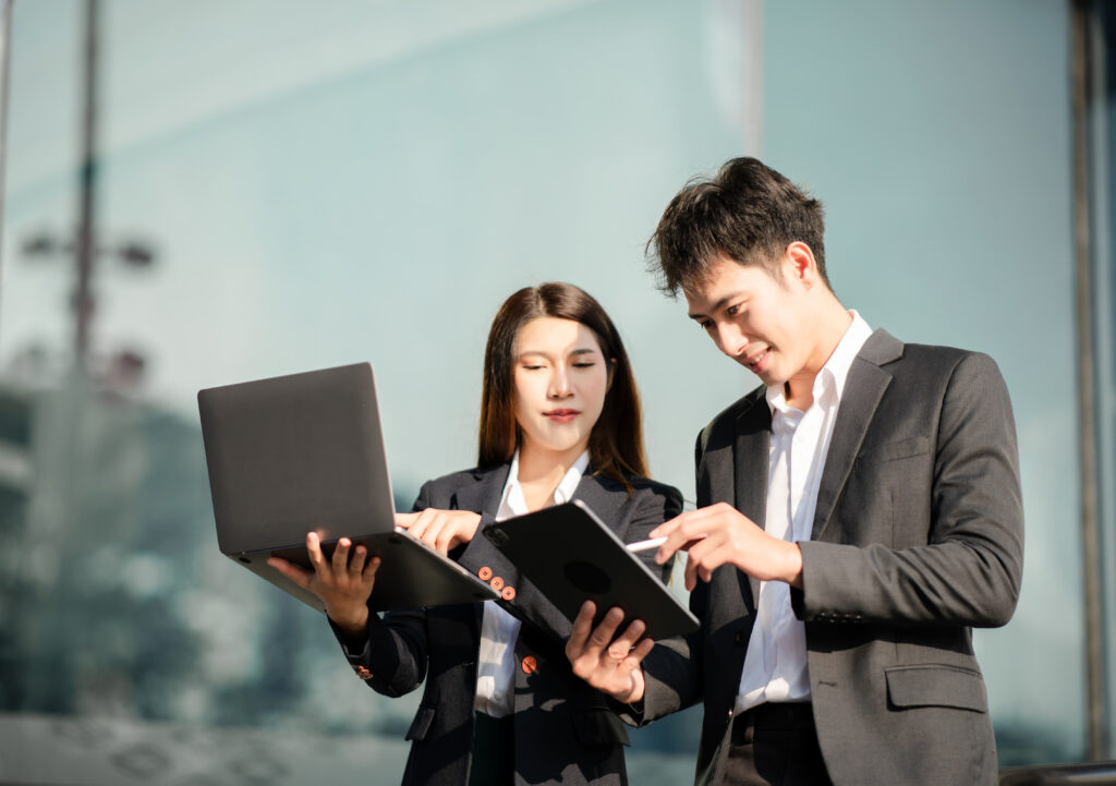 two corporate executives working