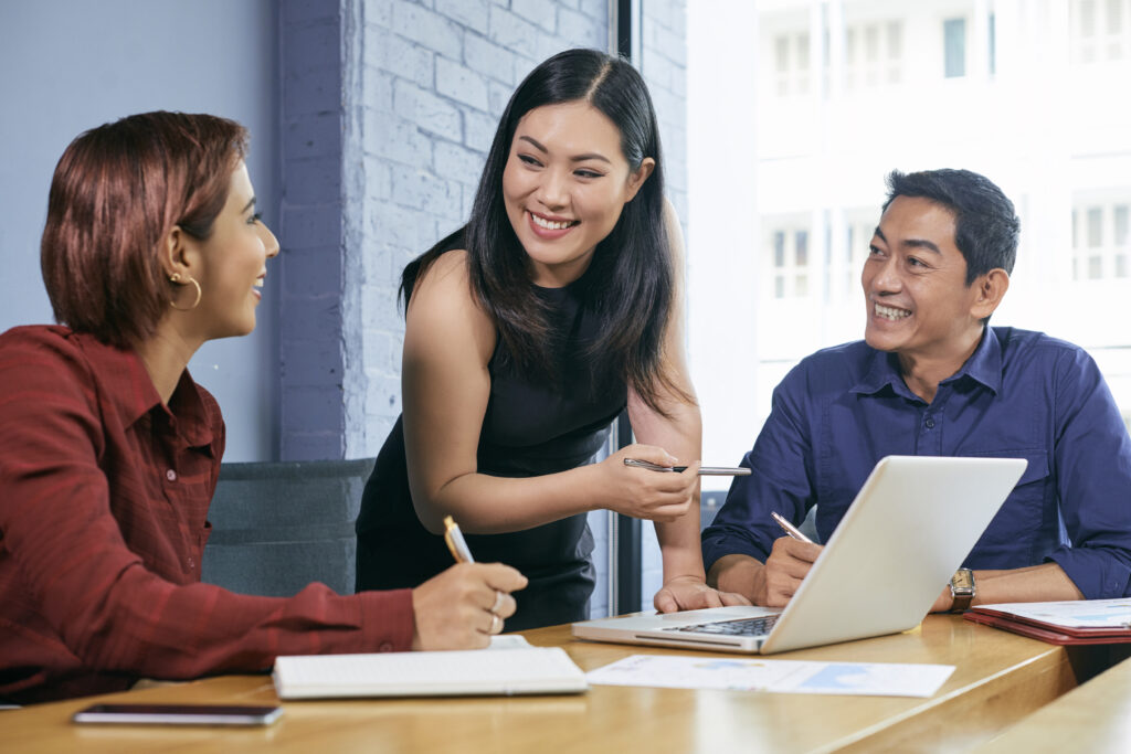 Female entrepreneur conducting meeting