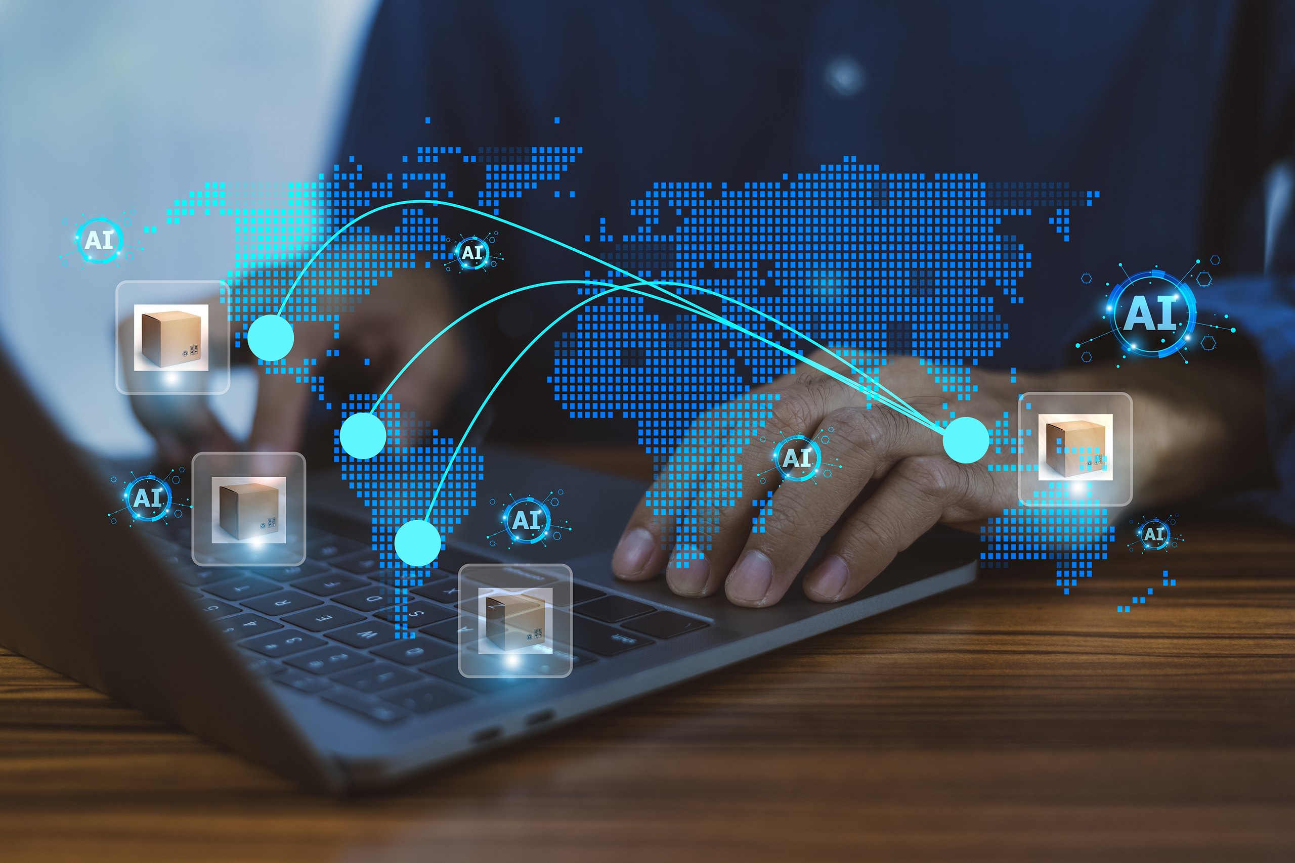 Businessman,Utilizes,Ai,Technology,To,Enhance,And,Streamline,The,Export