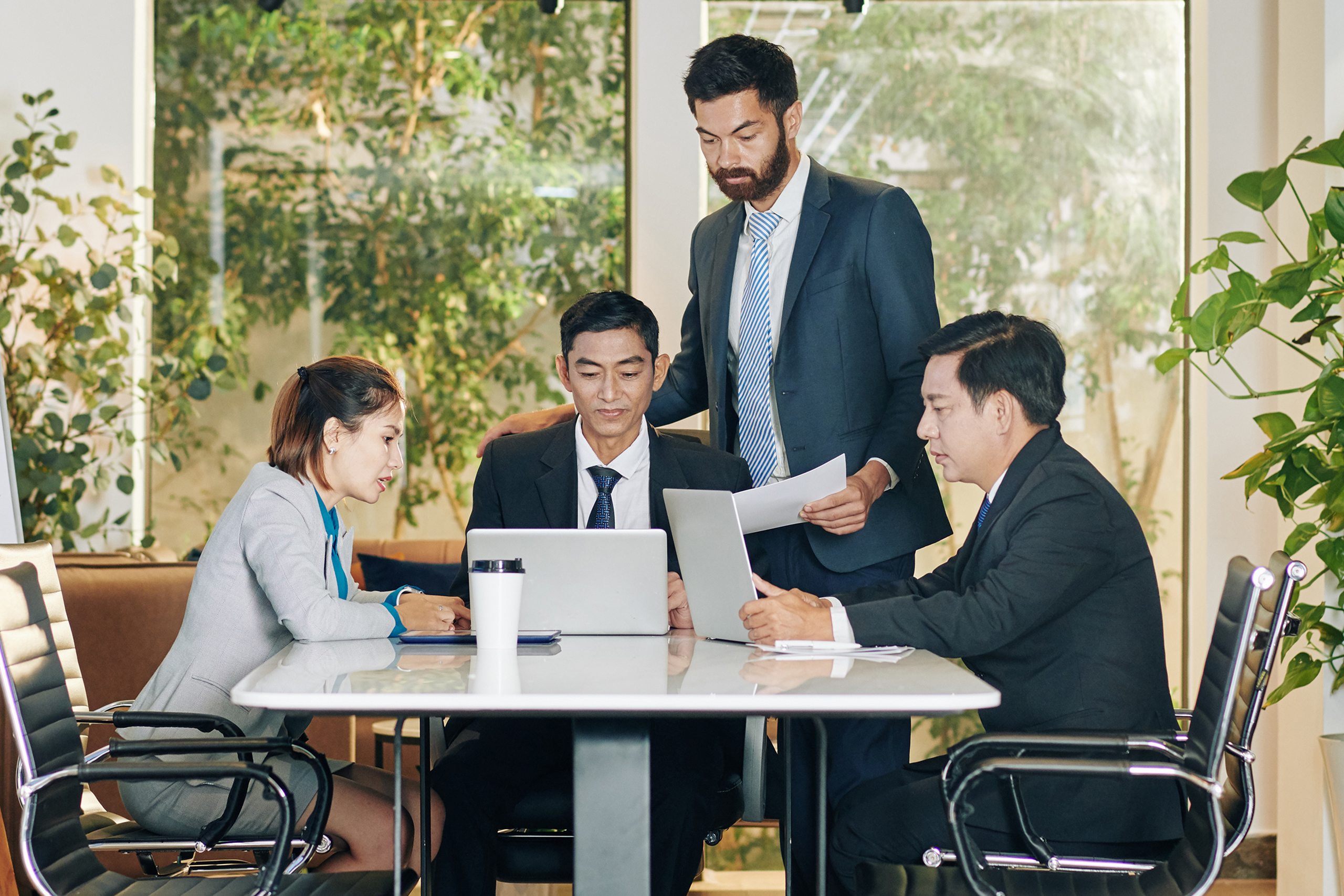 Entrepreneurs discussing documents